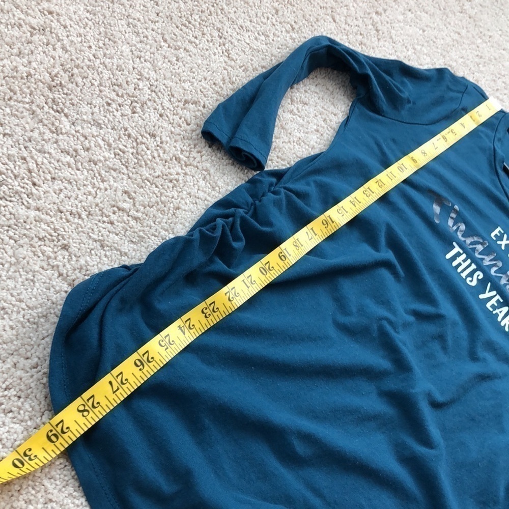 4/$20 Motherhood Top Size M Teal “Extra Thankful This Year” - Picture 9 of 10